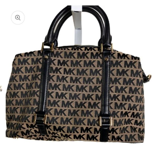 #142 MICHAEL KORS Signature Logo Canvas Bag Double Handle Bag - Picture 2 of 5